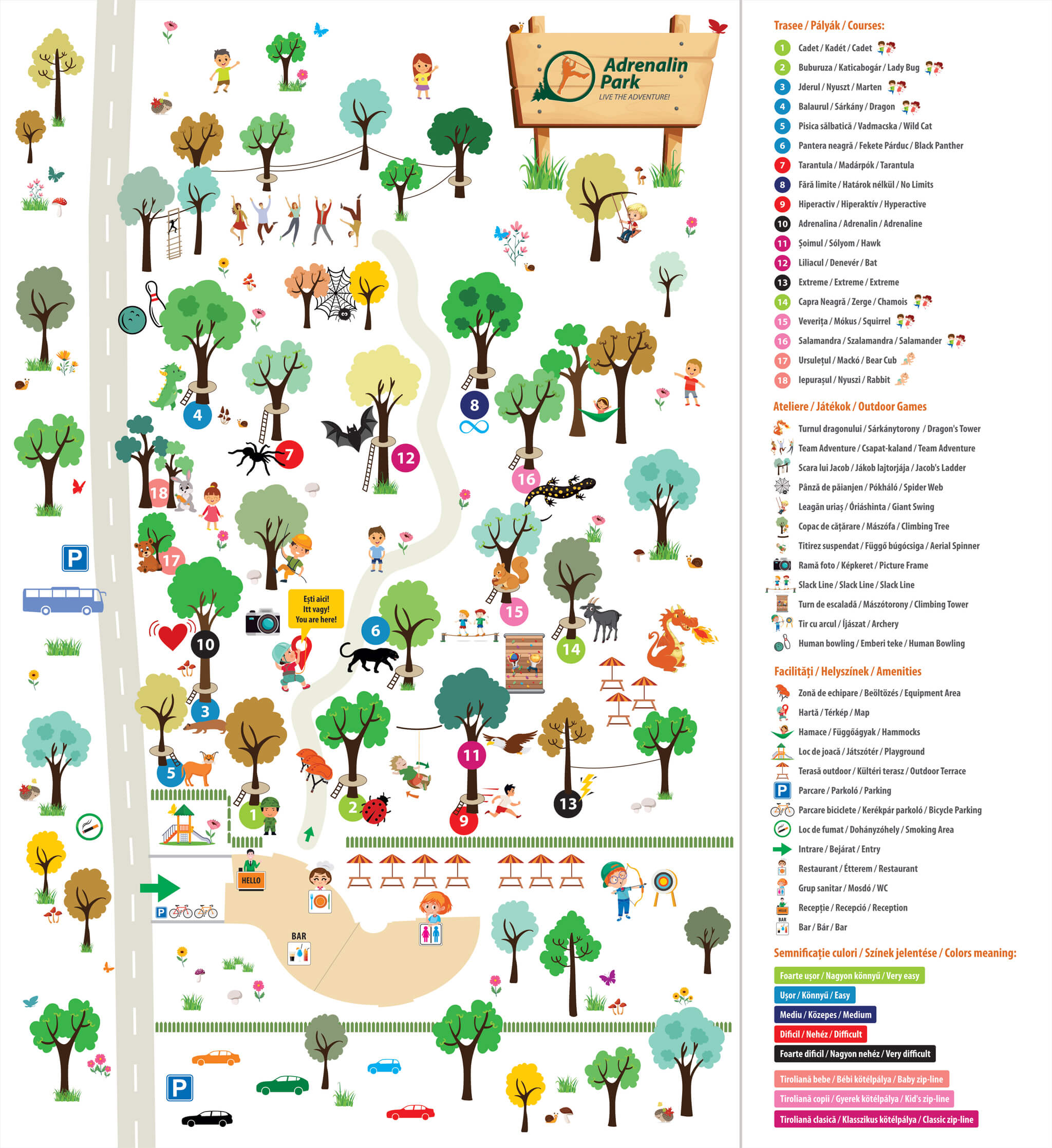 Harta parcului de aventură Harta parcului de aventură